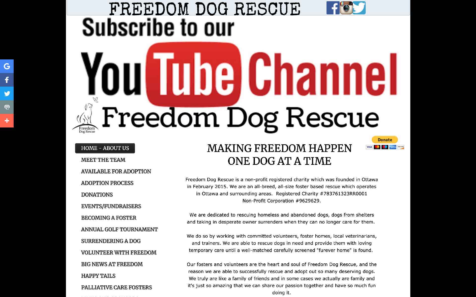 An original image of the Freedom Dog Rescue website… painful.