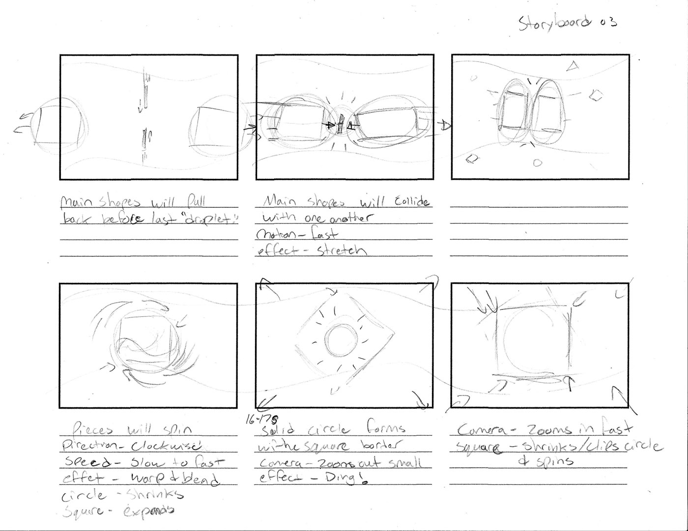 Geometric Animation storyboard page three.